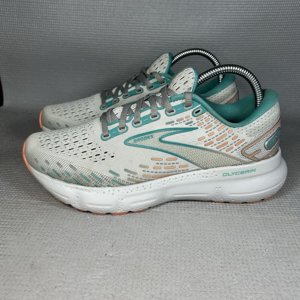 Brooks Glycerin GTS 20 Women‎ Size 8 B (Medium) Running Walking Shoes Gray Green